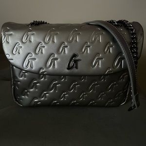 Glam-Aholic monogram medium classic flap bag in platinum